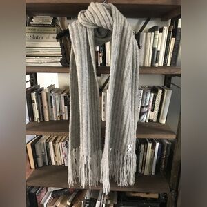 Like New Acne Studios Grey Extra Long Plush Rib 70% Alpaca Knit Scarf